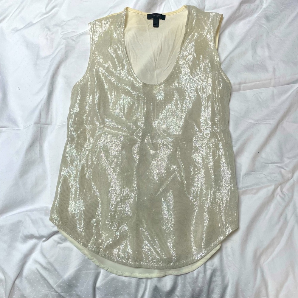 Shimmer silk J crew top.